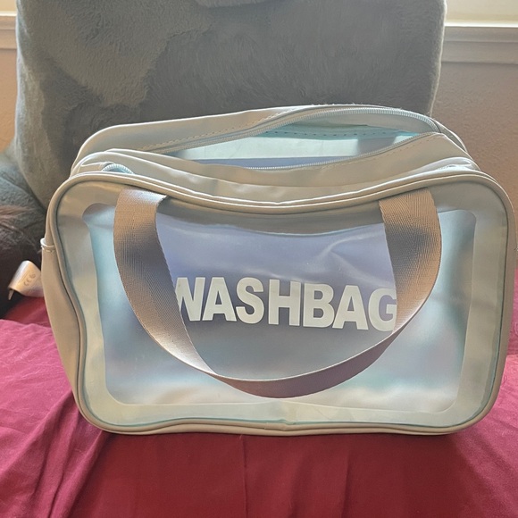 Handbags - Transparent Washbag with Baby Blue Accents
